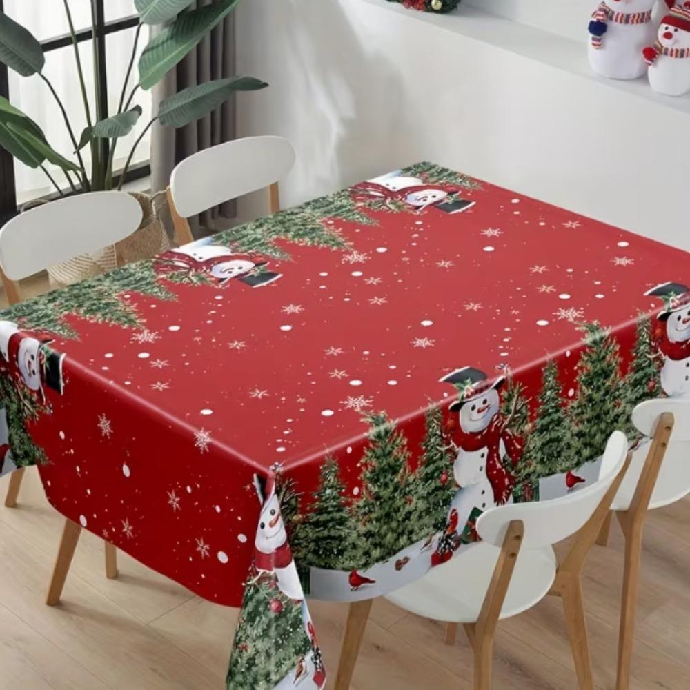 Plastic Christmas Tablecloth Santa Claus Elk Party Tablecloths Table Cover Christmas Decoration