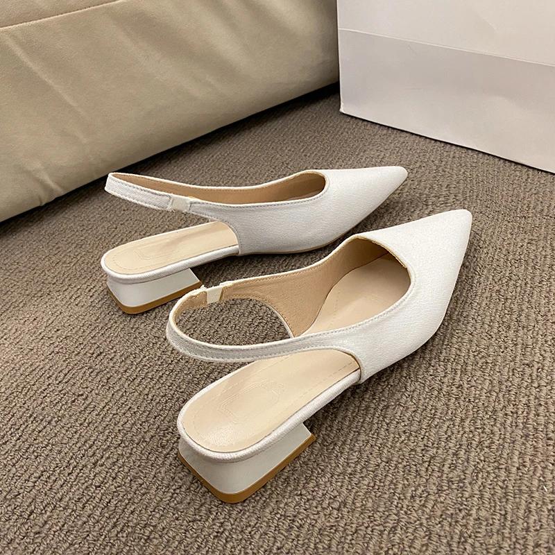 Летние женские новые сексуальные остроносые ретро однотонные туфли на высоком каблуке из искусственной кожи для банкета на открытом воздухе женские сандалии большого размера