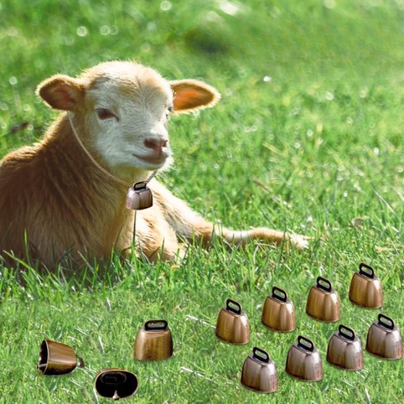 5 шт. Пастбищные Медные Колокольчики, Животные Медные Громкие Бронзовые Маленькие Латунные Колокольчики, для Коров Лошадей Овец Кошек Маленьких Домашних Животных Противоугонные Аксессуары