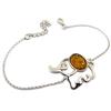 [P3351] - Silver Bracelet 'Elephant' Amber Cognac (rhodium-plated) - 25x18 Mm