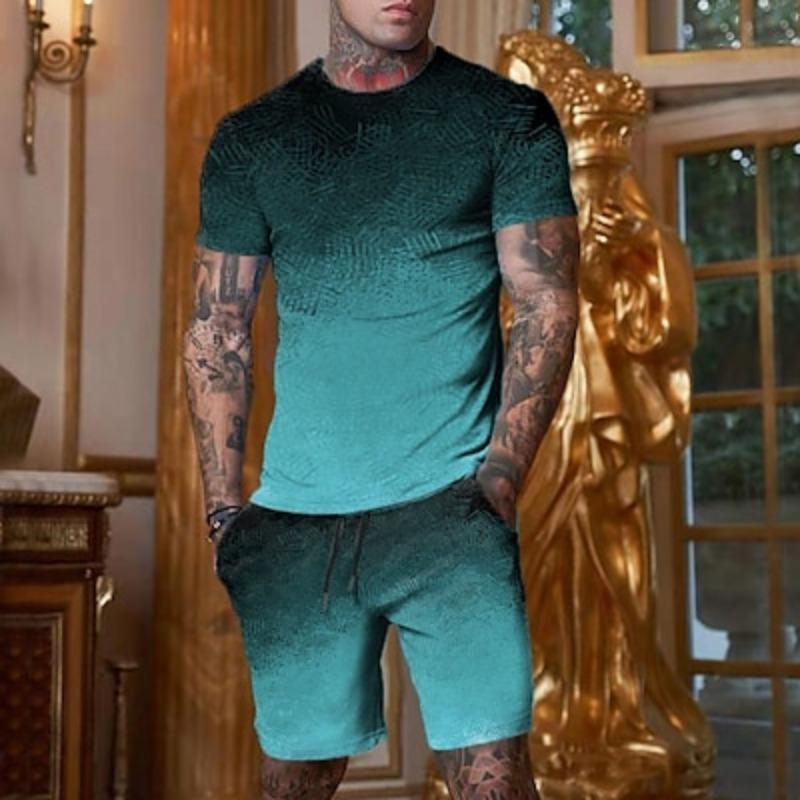 Мужская графика 2-х частей футболка костюм шорты и футболка костюм футболка одежда футболка с коротким рукавом дизайнер повседневный комфорт на открытом воздухе отпуск повседневный 3D