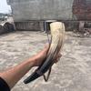 40,64 см Ручная гравировка Викингский боевой рог Натуральный рог быка Боевая труба Средневековый аксессуар для косплея Подарок Свадьба, День благодарения, Рождество