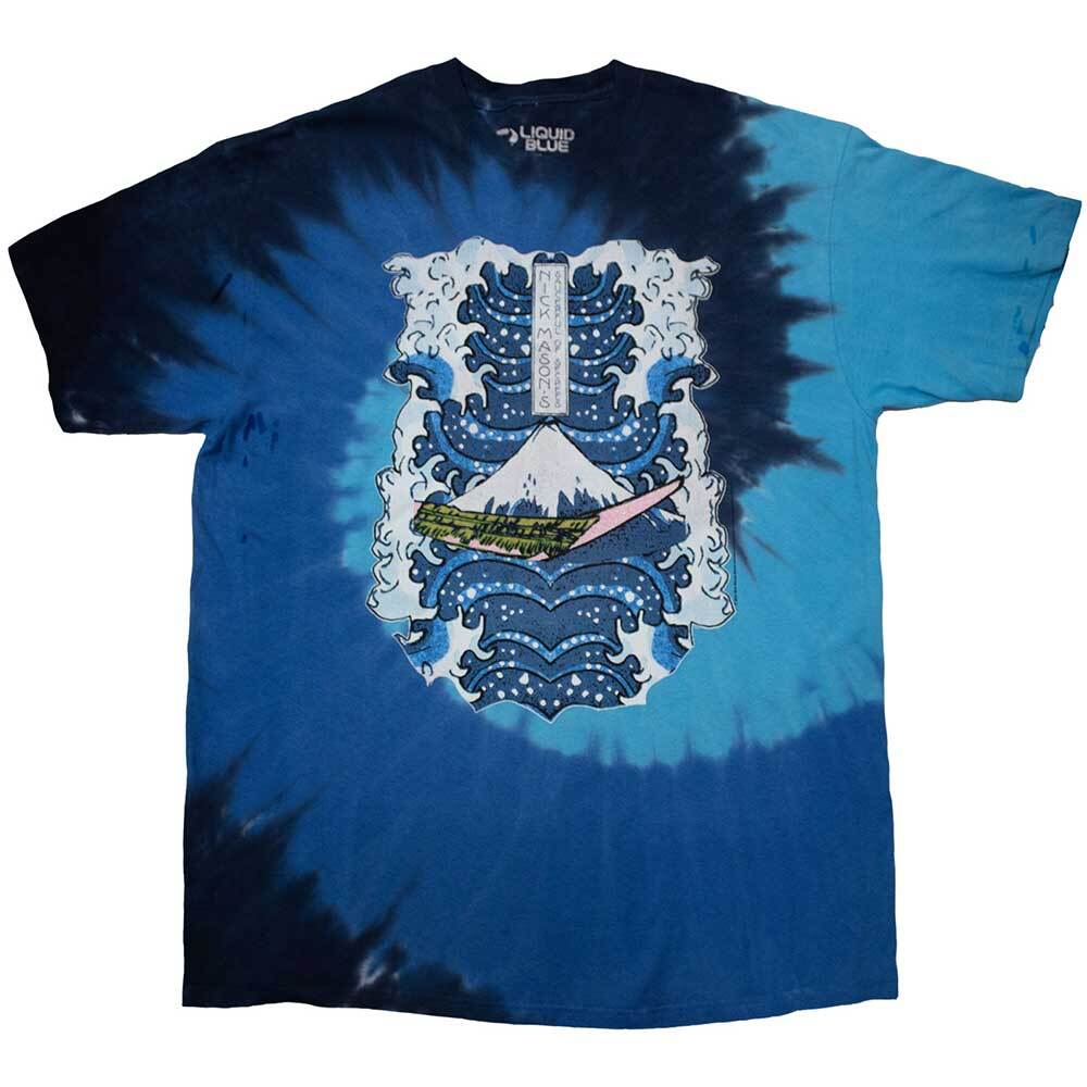 Nick Mason's Saucerful of Secrets Hokusai Wave Dip Dye T-Shirt Blue New