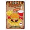Shabby Chic Vintage Metal Tin Signs BBQ Fast Food  Hamburger Cupcake Pop Corn Hot Dog Wall Decor for Kitchen Cafe Diner Bar