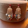Винтажные богемные висячие серьги с цветочными кисточками для женщин, этнический стиль, золотой цвет, роскошные вечерние украшения