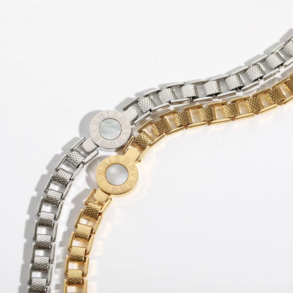 Модный панк-римские цифры, ремешок для часов, браслет-цепочка для женщин, высокое качество, круглый браслет из нержавеющей стали, подарок