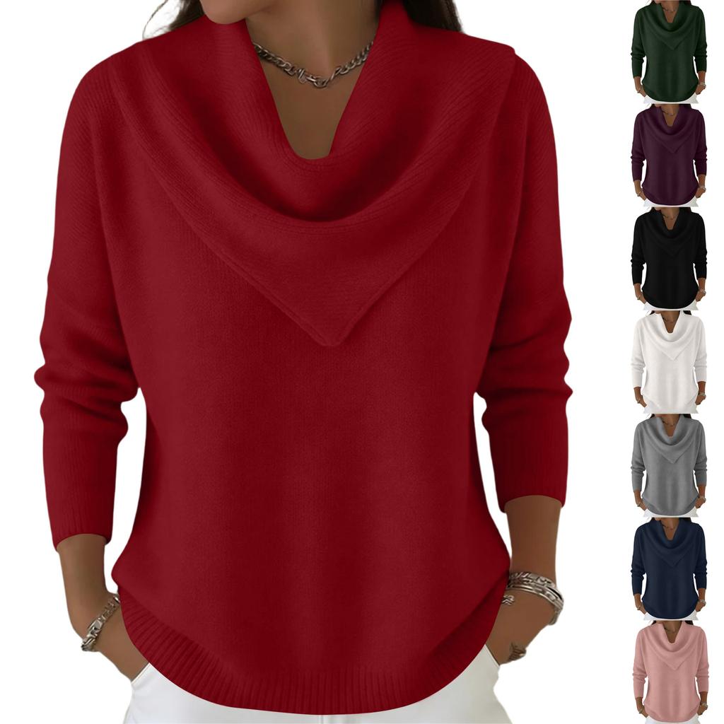 Женский модный однотонный пуловер с круглым вырезом и длинными рукавами, вязаный свитер-топ