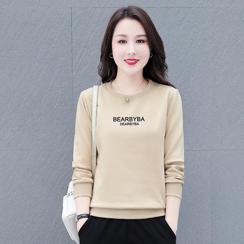 Женская толстовка с круглым вырезом – весна/осень 2025, длинный рукав, модный бархатный топ Plus