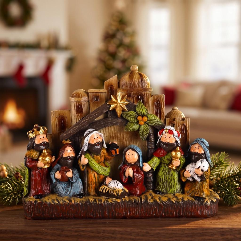 Tabletop Nativity Compact Decoration Warm for Holiday Centerpiece, Collectors