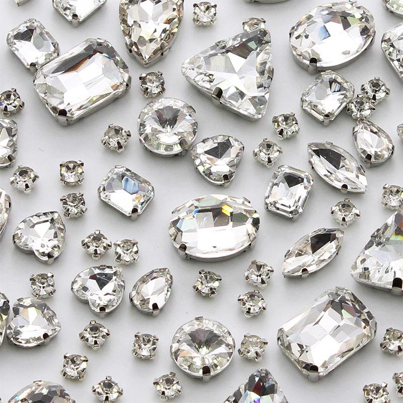 100 PCS Rhinestones Mixed Claw Drill Glass Crystal Sewing Drill DIY Clothing Accessories Wedding Accessories Rhinestone Sew On Beads