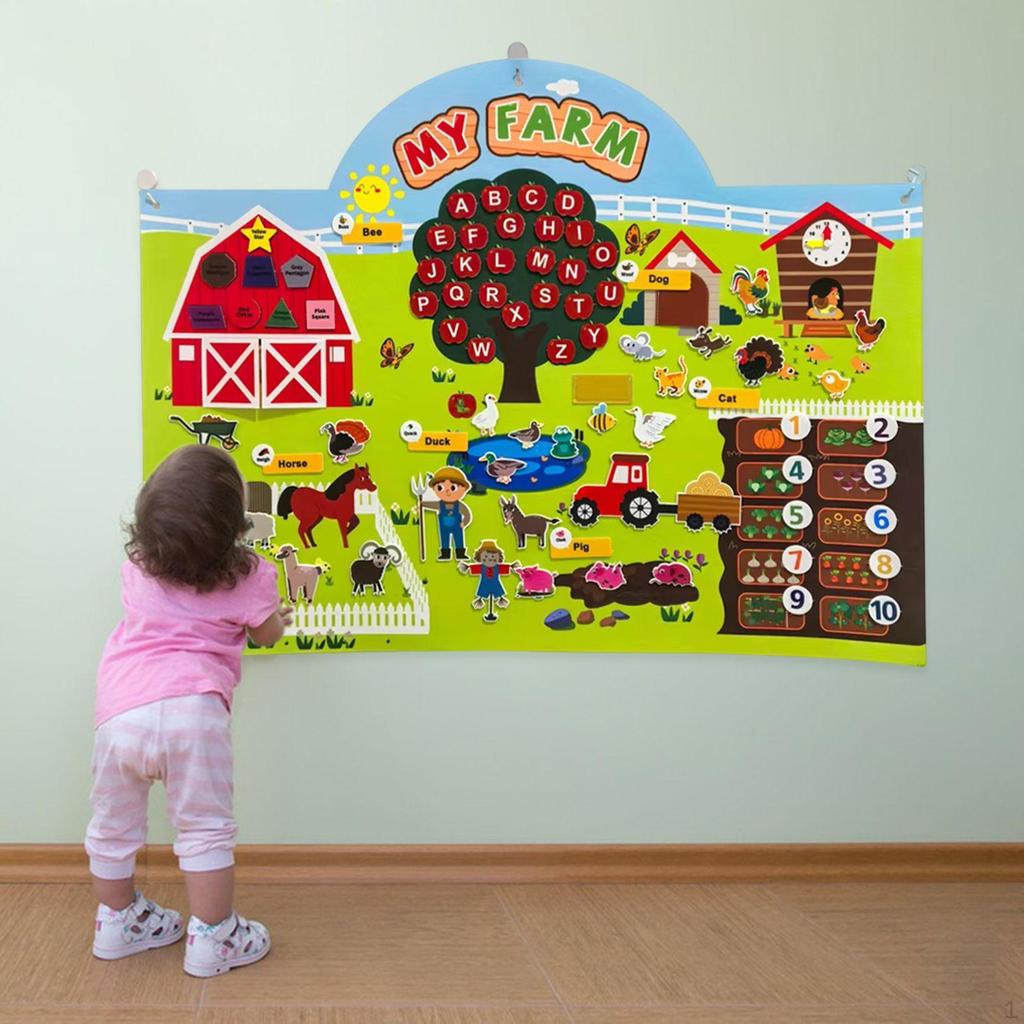 Набор тканевых досок для сюжетов с изображением животных из фермы, дошкольная тематика «Фермерский дом, скотный двор», настенные игрушки