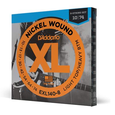 Электрогитара XL Light Струны D'Addario, Никель, .010-.074, Верх/Тяжёлый низ, EXL140-8