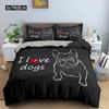 Cute Cartoon Bulldog Pattern Duvet Cover Set King Full Size Bedding Set Room Decor Soft Microfiber QuiltComforter Cover 23PCS