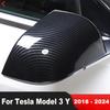 For Tesla Model 3 Y 2018-    2024 Carbon Fiber Car Accessories Rearview Mirror Cover Trim Side Wing Mirror Cap