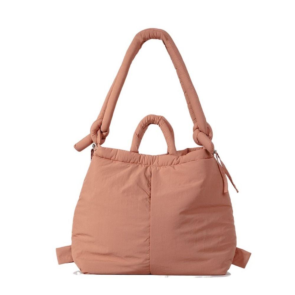Casual Soft Nylon Padded Tote Bag Large Capacity Quilted Women's Handbags Puffy Lightweight Crossbody Bags Shopping