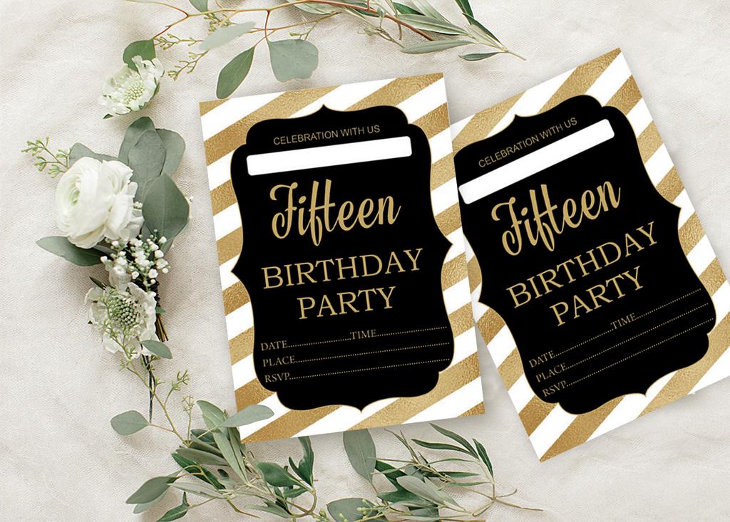 Darling Souvenir Black Birthday Invitation Card Printable Elegant Fill or Write In Blank Party приглашает 28 шт. 5x7