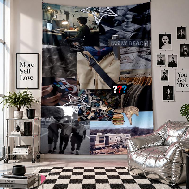 Wall TapestryDie drei Fragezeichen Art Hanging Cloth Decorative Background Cover for Room Decoration
