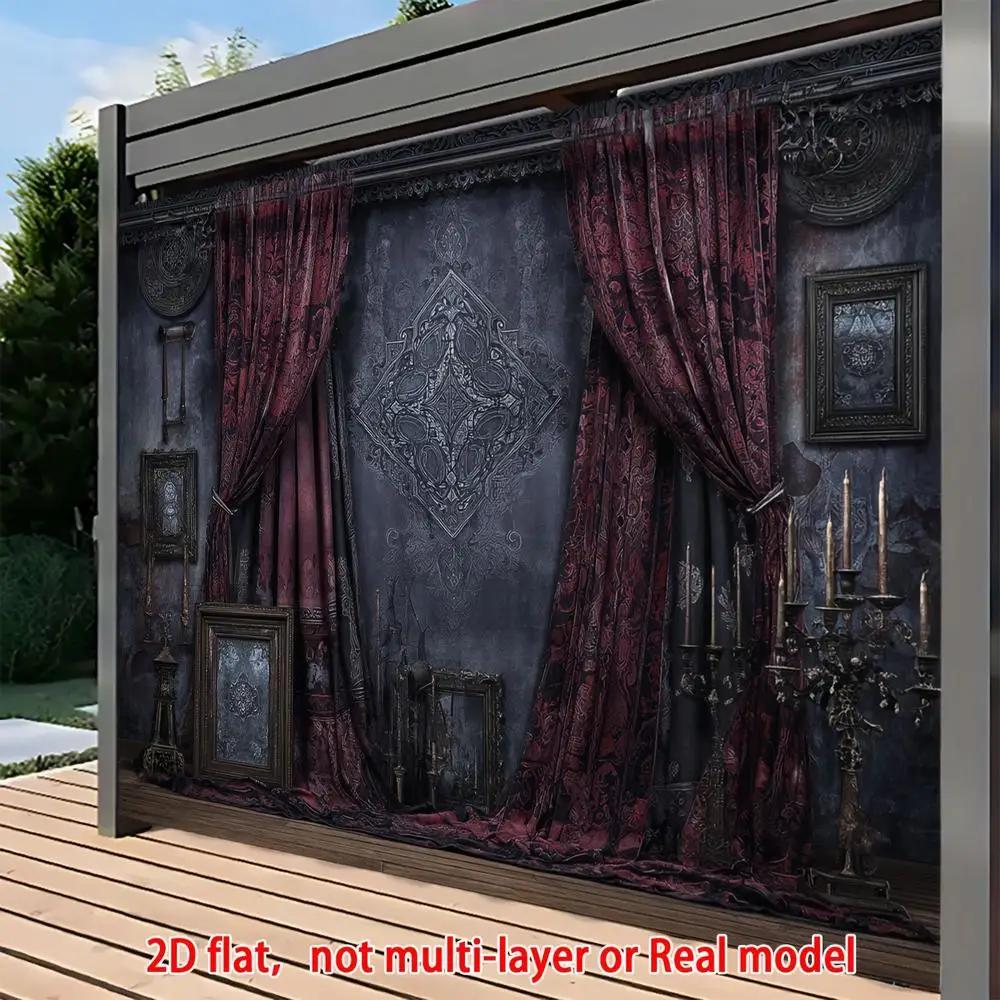 - 1 piece of 2D flat Gothic-style horror house background banner - yzb