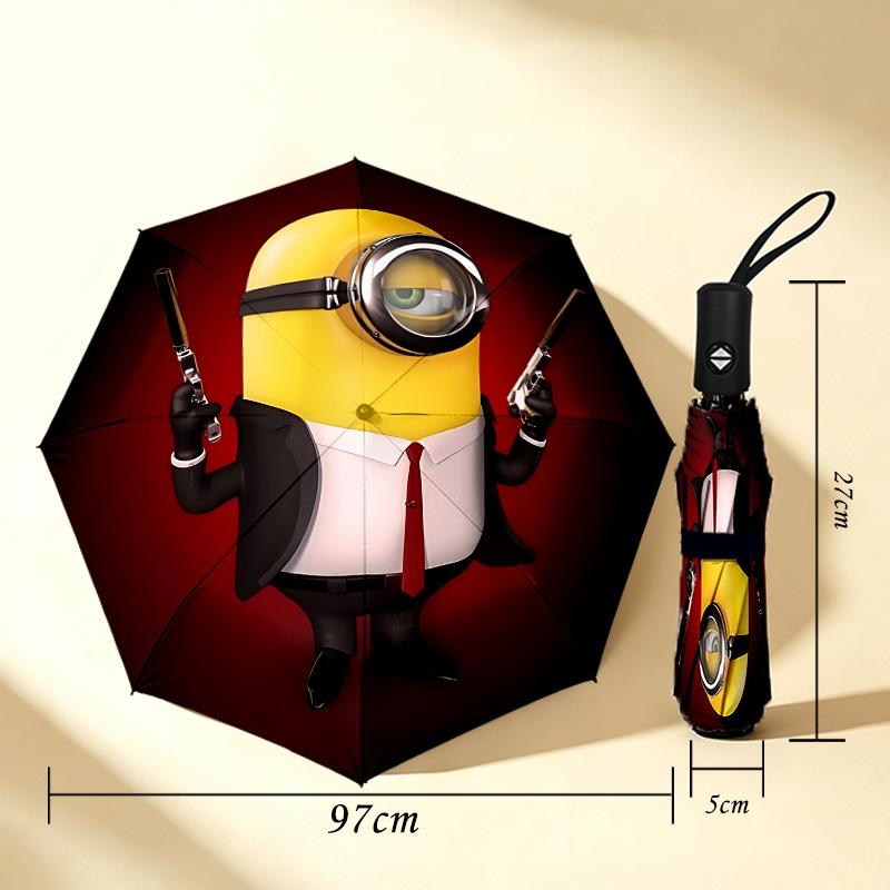 Minion Agent 8 Ribs 3Fold Black Glue Uv Protection Umbrella Sun Protection Rainproof Compact Folding Umbrella For Travel Daily Use C9241511