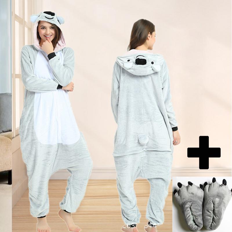 Unisex Women Men Adult Kigurumi Pajamas Set Unicorn Owls Animal Sleepsuit Winter Warm Sleepwear Onesie Kangaroos Costume Halloween