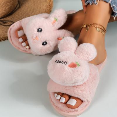 Трехмерная любовь однополосный зимние новые женские тапочки мягкий каблук платформа теплые домашние удобные пушистые домашние тапочки