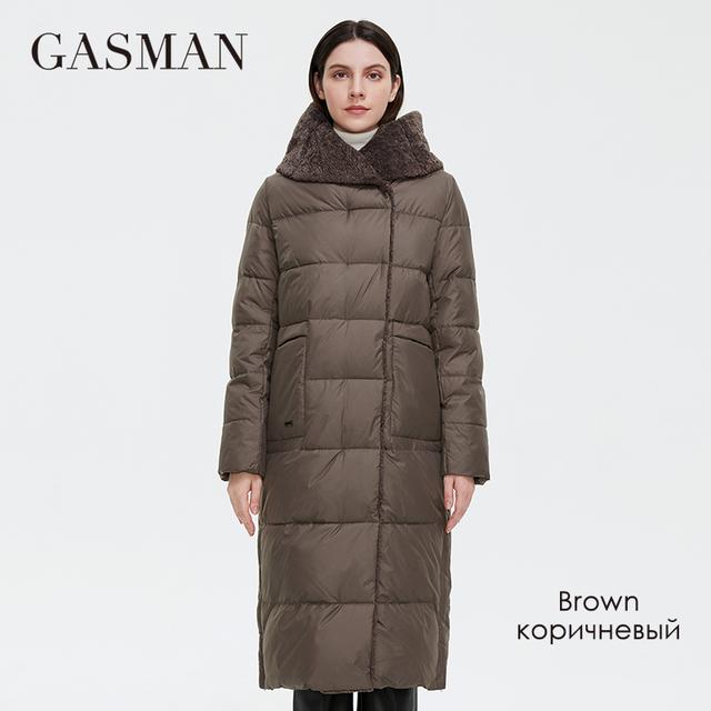 Gasman 2021 женская зимняя куртка, длинная куртка из искусственного меха с овечьими завитками, дизайнерское женское пальто, ветрозащитная шапка, женская куртка с большим карманом 81716