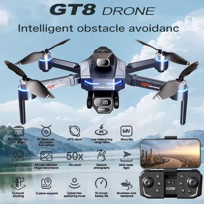 2025 Новый профессиональный дрон LYZRC GT8 8K HD Тройная камера Игрушка с дистанционным управлением Обход препятствий Бесколлекторный Складной FPV WiFi Квадрокоптер Подарок