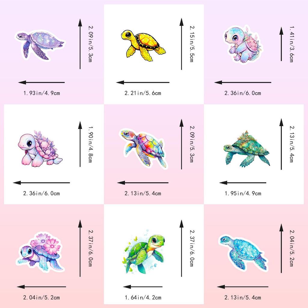 10/50pcs Colorful Cute Sea Turtle Stickers Turtle Marine Animal Graffiti Stickers for DIY Luggage Laptop Skateboard Motorcycle Bicycle Stickers