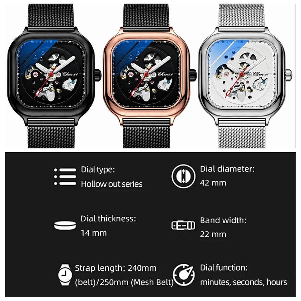 Chenxi Automatic Mens Watches Top Brand Business Clock Mechanical Stainless Steel Men Wrist Watch Waterproof