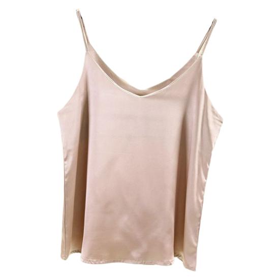 Майка с V-образным вырезом, однотонная, очень мягкая, без рукавов, свободного кроя, полиэстер