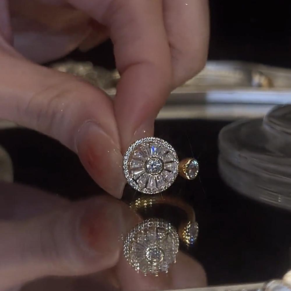 1 шт. женские кольца-спиннеры с кубическим цирконием, кольца подсолнечника, тревожные кольца, вращающиеся кольца