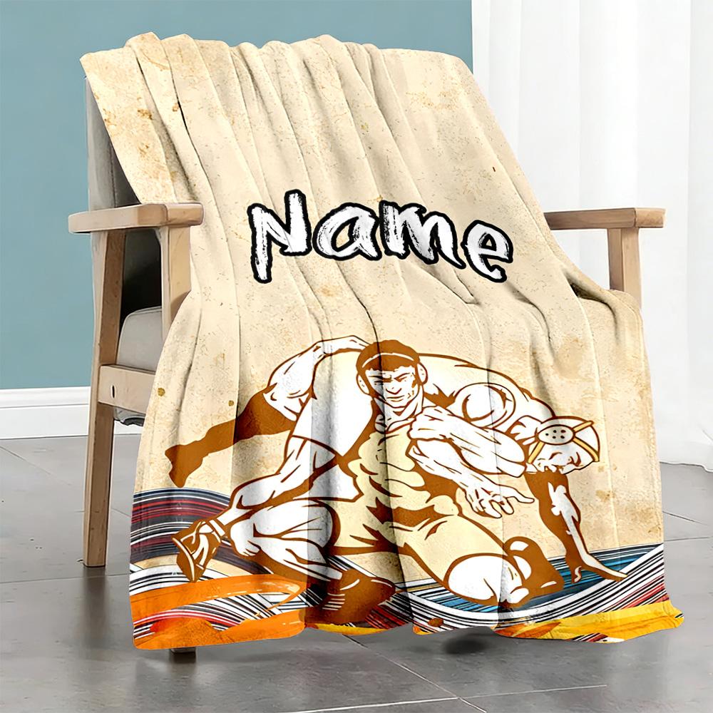 Yellow Personalized Name Blanket Gift Personalized Blanket Comfortable for Office Office Chair Bedding Couch All-Season Use