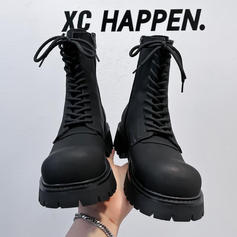 Ботинки мартинсы 2024 новые мужские в британском стиле с большой головой высокие ботинки на толстой подошве универсальные ботинки челси 30077-A