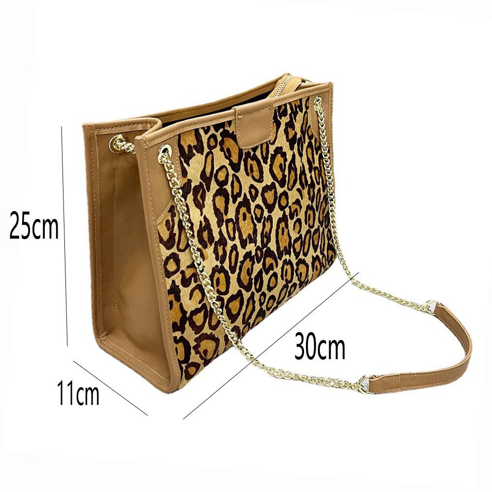 Women'S Bag Xiaoxiangfeng Leather Leopard Print Horse Fur Integrated Shoulder Messenger Bag Tote Bag