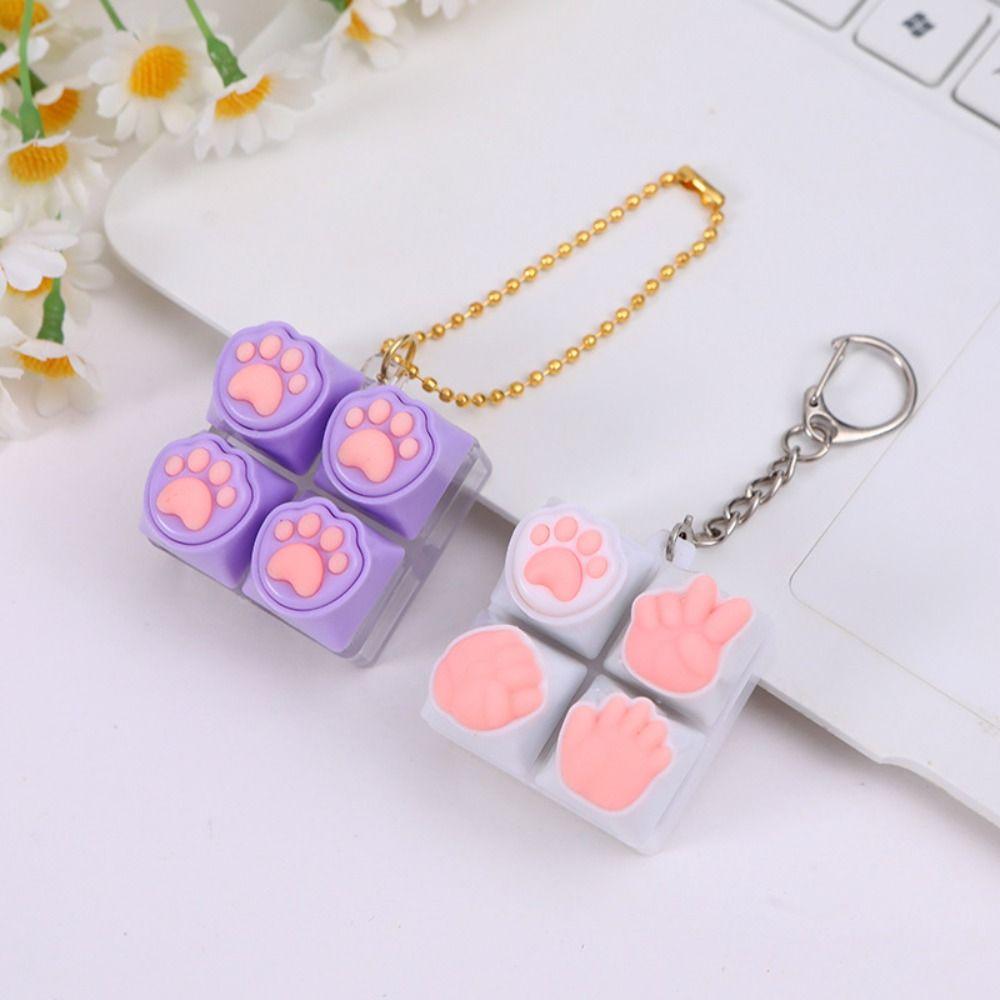 DIY Keyboard Fidget Keychain Keys Button Pinch Toy Portable Finger Keyboard Cap Pass Time