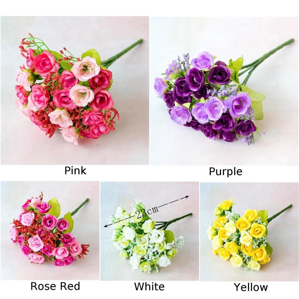 7 Вилок Искусственные Поддельные Цветы Роза Свадебный Букет Домашняя Вечеринка Декор Пластик