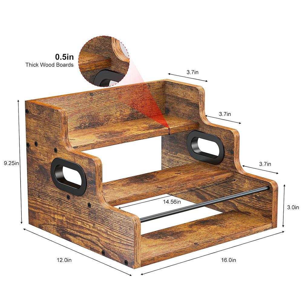 Деревянная полка-дисплей для бутылок ликера, 3-ступенчатая стойка-органайзер для кофейного сиропа, большой вместимости, органайзер для кофейной станции для виски, спиртных напитков