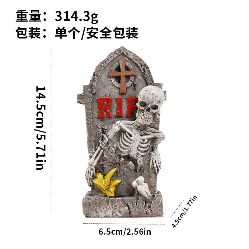 Halloween Decor Resin Skull Tombstone Ornament Gothic European Style Home Party Decoration Gift