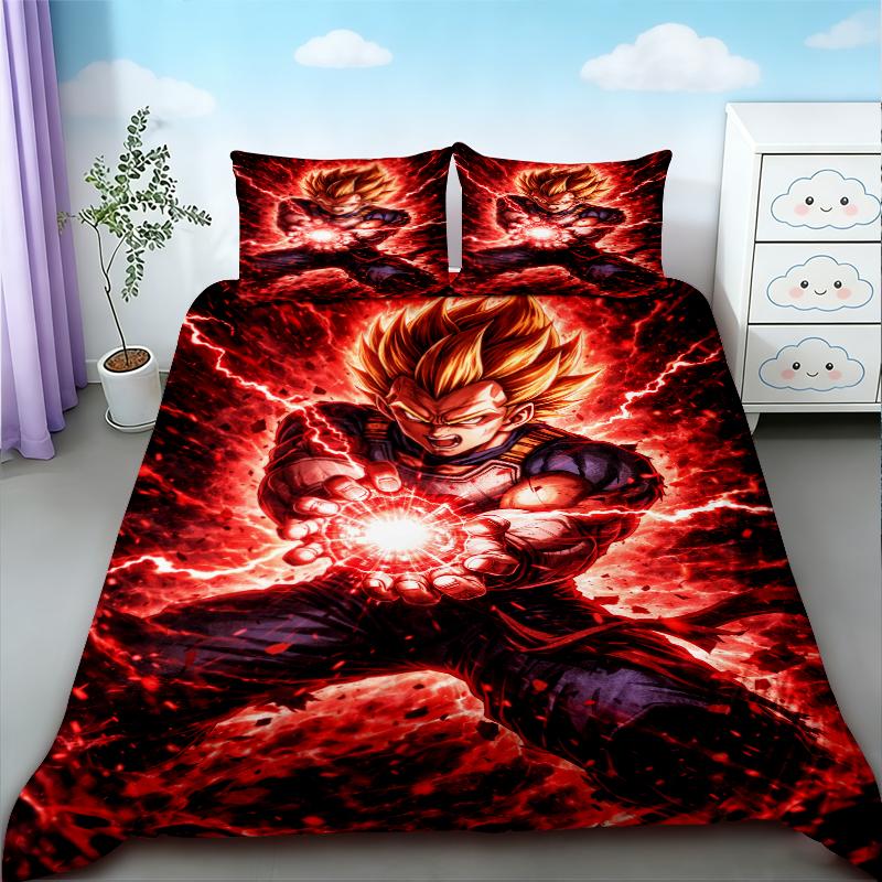 Dragon Ball Duvet Cover Set Goku Cartoon Bedding Set Soft and Comfortable for Children Bedroom Decor Queen King Size