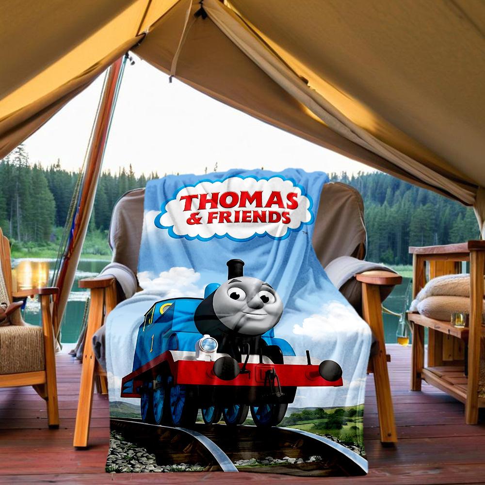 1pc Thomas Railway Outdoor Blanket Lightweight Flannel, All-Season Use for Sofa, Bed, Travel, Camping, Living Room, Office, Couch091