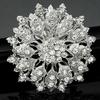 White K Electroplated Alloy Flower Brooch with Full Diamond Accents - Clothing Accessory Collar Pin