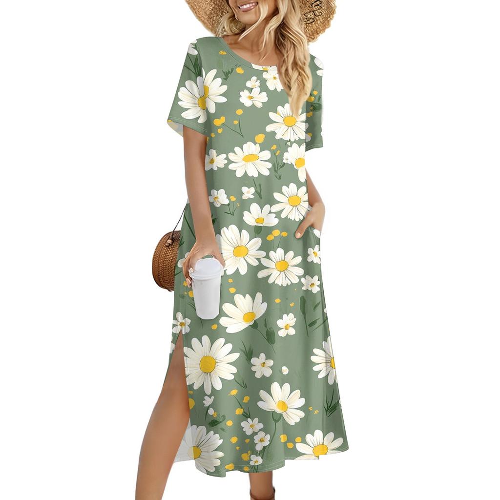 Женское модное летнее платье с цветочным принтом в стиле ретро, повседневное пляжное платье, облегающее платье для отпуска