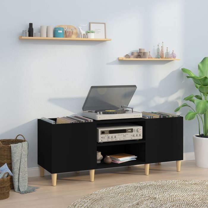 VidaXL Record Cabinet Black 121x38x48 Cm Engineered Wood 831926
