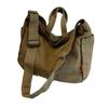 Versatile and Chic Canvas Single Shoulder Bag Japanese Style Crossbody Bgas Large Capacity Satchel  Green
