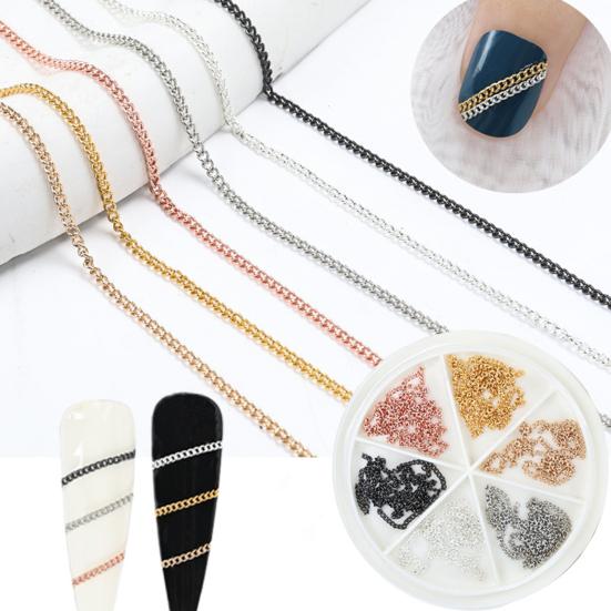 1 коробка металлическая цепочка для украшения ногтей DIY маникюрные аксессуары изысканная красочная цепочка для дизайна ногтей ювелирные изделия для чехла для телефона ожерелье браслет