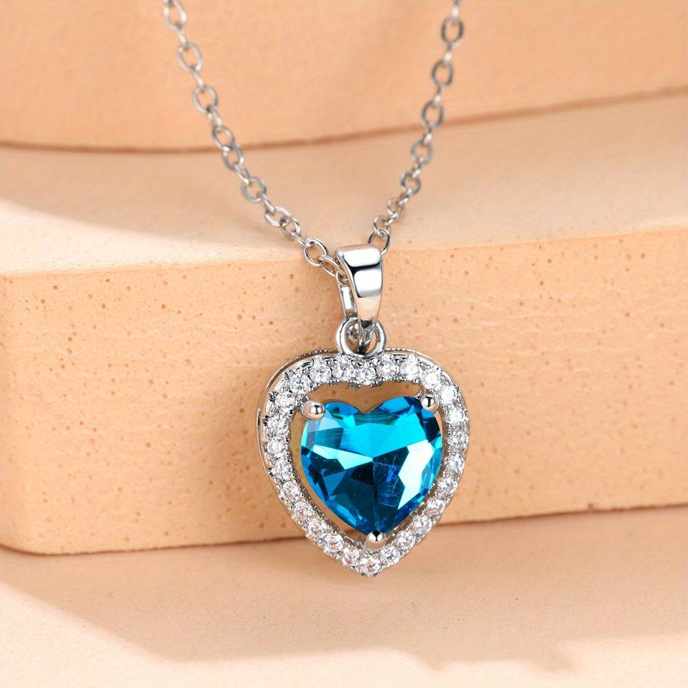 Luxury Female White Crystal Love Heart Pendant Necklace For Women Trendy Silver Color Wedding Chain Necklace Jewelry Gift