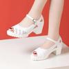 6cm 8cm Small Size 32-43 Quality Genuine Leather Sandals Block High Heels Shoes 2024 Summer Chunky Platform Sandals Office Mom