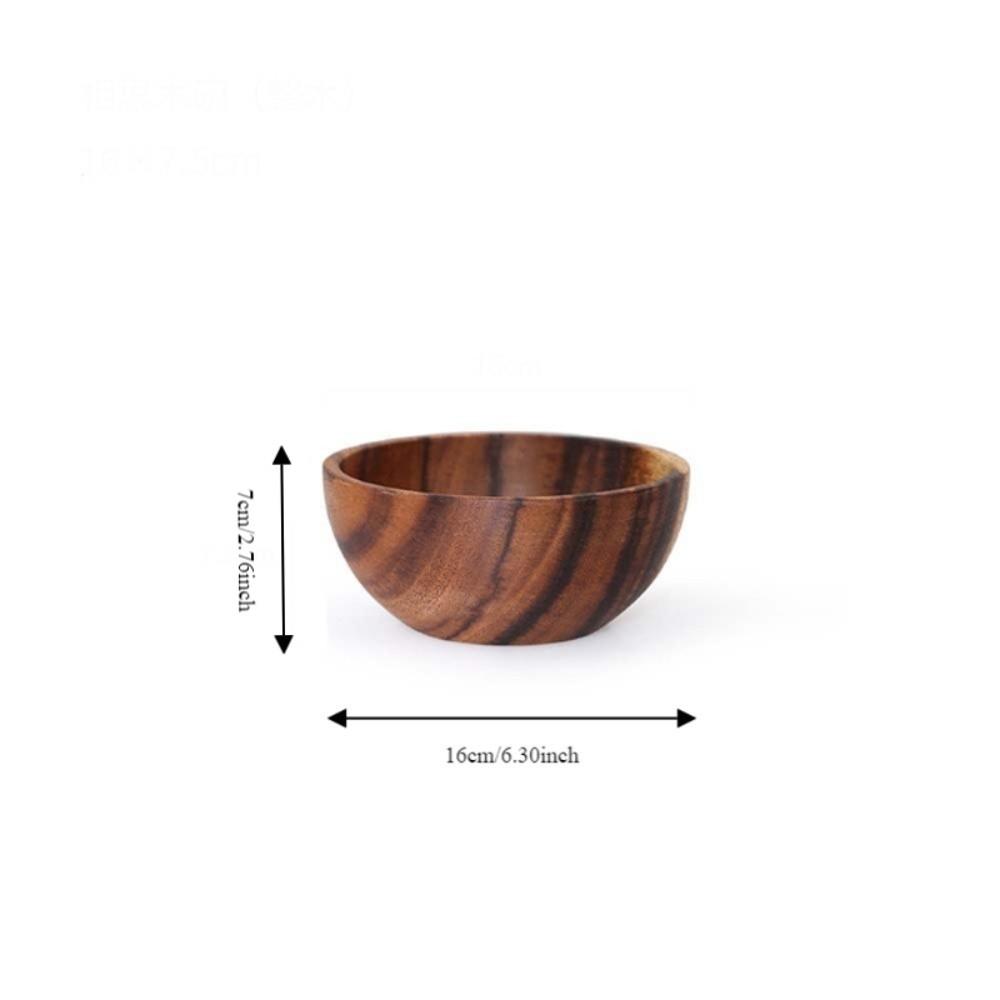 Round Large Wooden Natural Acacia Wood Household Container Tableware Ramen Bowls Bowl Wooden Bowl