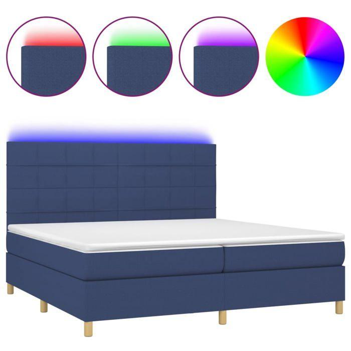 VidaXL Slat Bed Base with Mattress and LEDs, Upholstered Bed with Headboard, Double Bed, Adult Bedroom Bed, 3135467