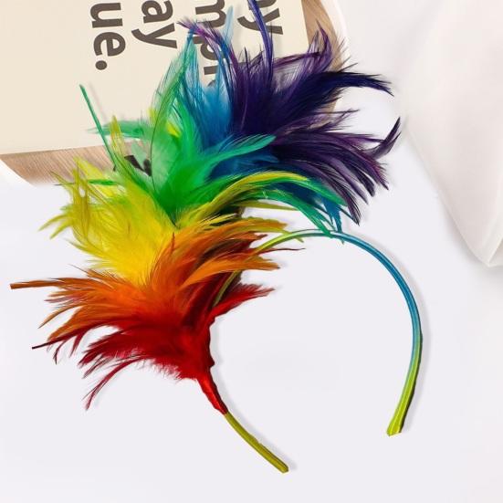 Повязка на голову, винтажная повязка на голову с красочным дизайном перьев, стильный аксессуар для волос для свадебных вечеринок, Хэллоуина